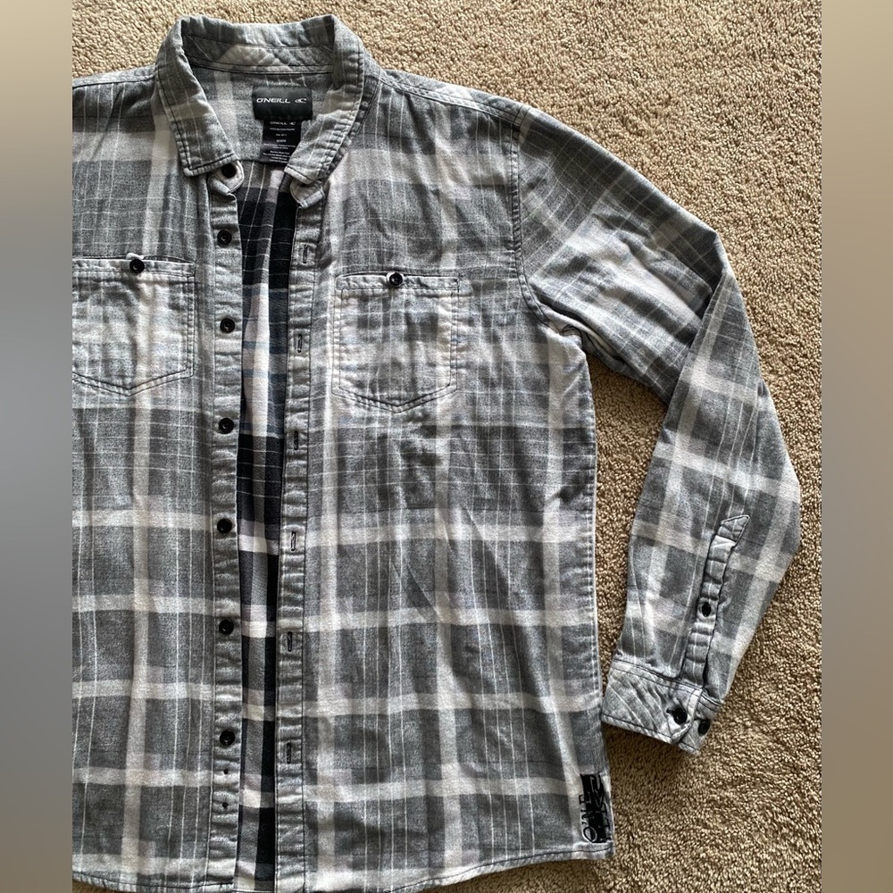 O’Neil Mens Black and White Flannel Size Medium